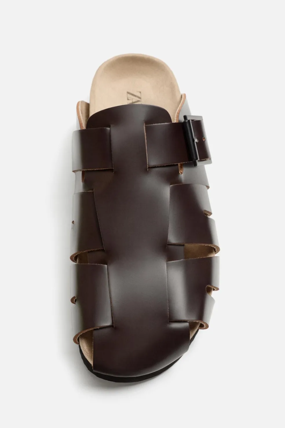 ZARA Sapatos^SOCAS SANDÁLIAS COM TIRAS EM PELE Castanho
