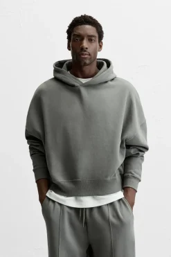 ZARA Sweatshirts^SWEAT BOXY FIT COM REMENDO Azul-água