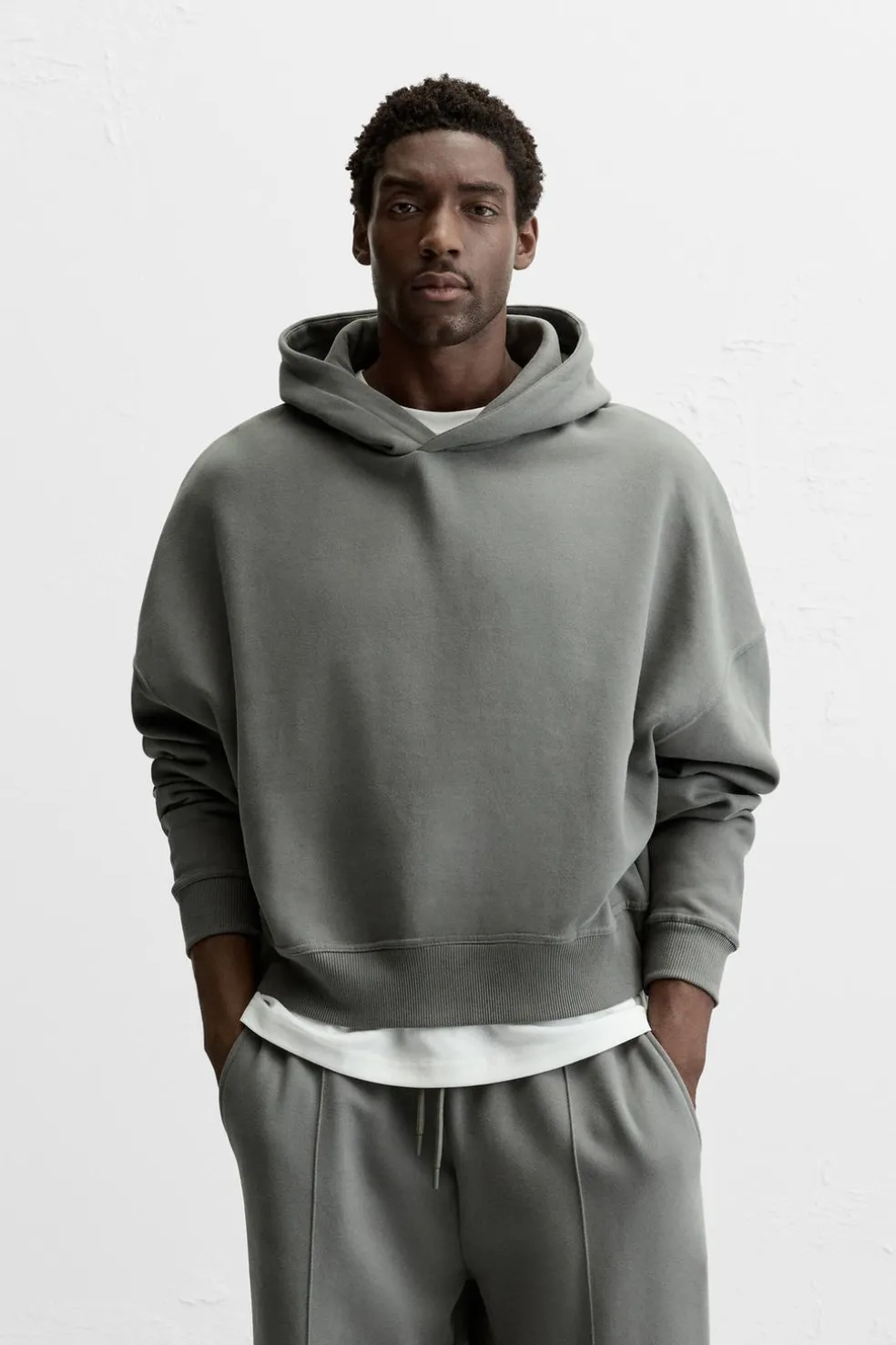 ZARA Sweatshirts^SWEAT BOXY FIT COM REMENDO Azul-água