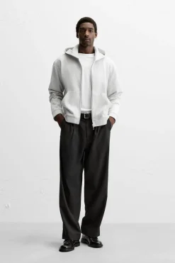 ZARA Sweatshirts^SWEAT COM CAPUZ TEXTURA Cinzento-vigoré