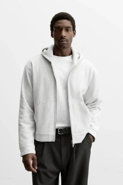 ZARA Sweatshirts^SWEAT COM CAPUZ TEXTURA Cinzento-vigoré