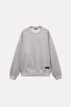 ZARA Winter Layersnew|Sweatshirts / Joggers^SWEAT FELPUDA OVERSIZE COM ETIQUETA Cinzento-vigoré