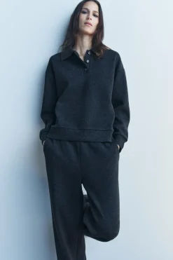 ZARA Winter Layersnew|Sweatshirts / Joggers^SWEAT GOLA DE POLO SOFT Cinzento-vigoré