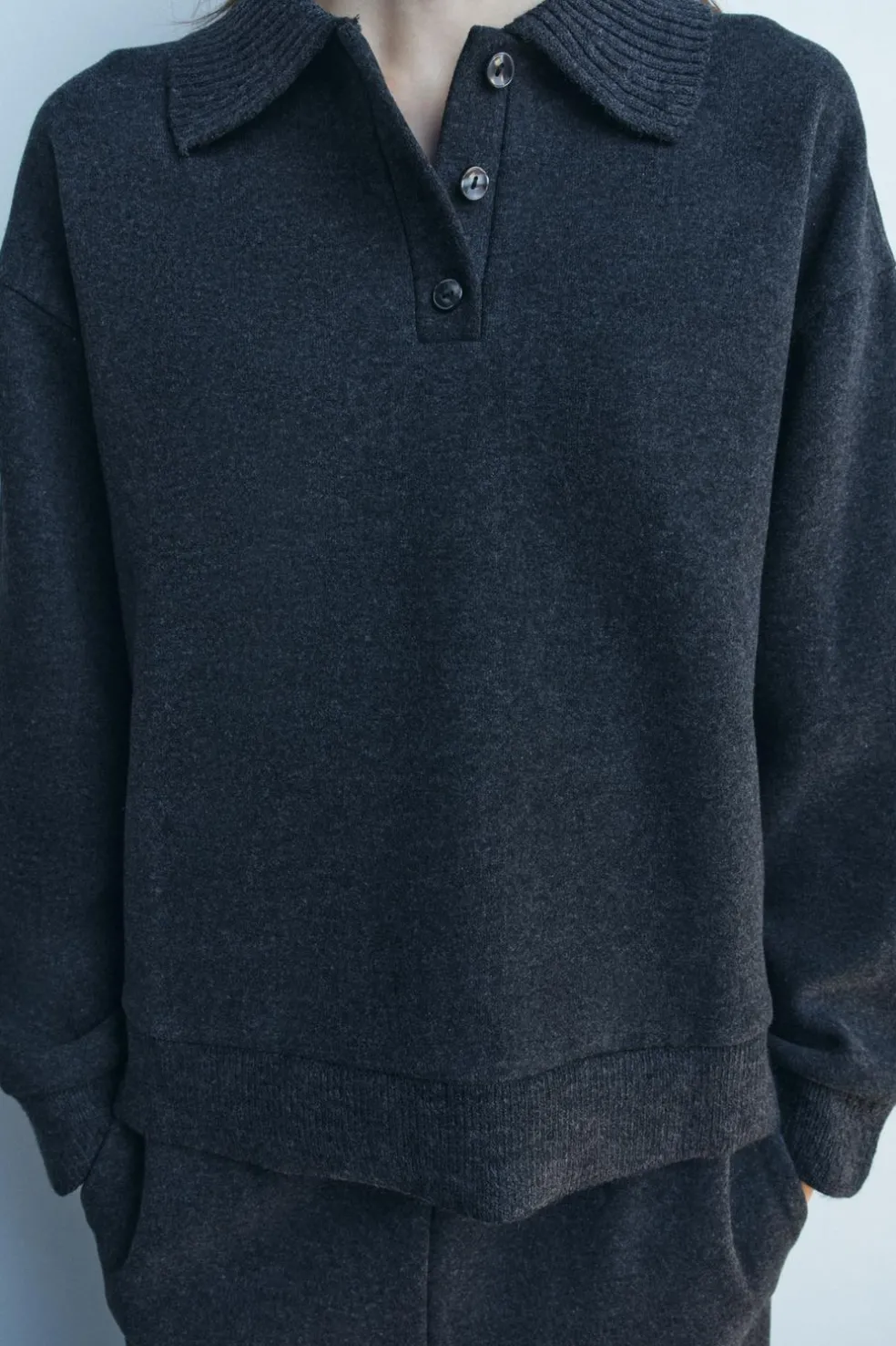 ZARA Winter Layersnew|Sweatshirts / Joggers^SWEAT GOLA DE POLO SOFT Cinzento-vigoré