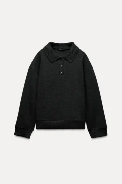 ZARA Winter Layersnew|Sweatshirts / Joggers^SWEAT GOLA DE POLO SOFT Cinzento-vigoré