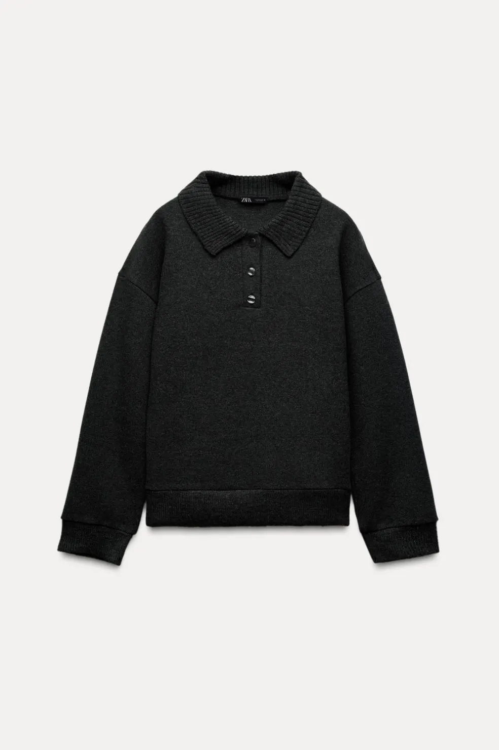 ZARA Winter Layersnew|Sweatshirts / Joggers^SWEAT GOLA DE POLO SOFT Cinzento-vigoré