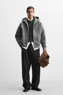 ZARA Sweatshirts^SWEAT TÉCNICA CAPUZ CONFORT Cinzento-vigoré