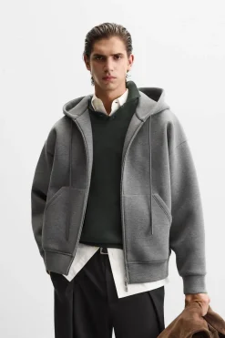ZARA Sweatshirts^SWEAT TÉCNICA CAPUZ CONFORT Cinzento-vigoré