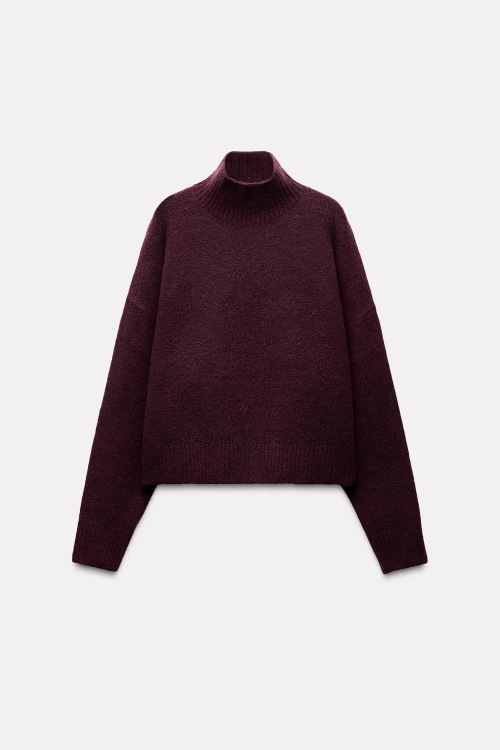 ZARA Winter Layersnew^SWEATER BÁSICA DE MALHA SUAVE Borgonha