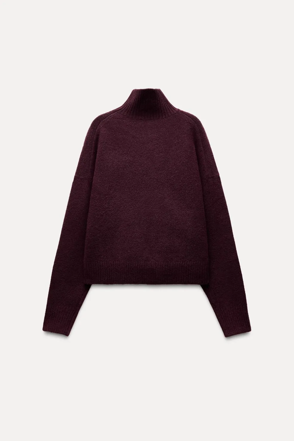 ZARA Winter Layersnew^SWEATER BÁSICA DE MALHA SUAVE Borgonha