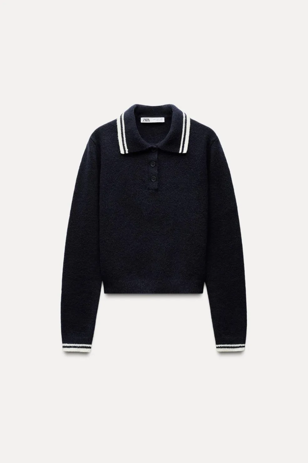 ZARA Winter Layersnew^SWEATER CAMISA POLO DE MALHA marinho