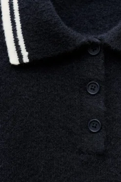 ZARA Winter Layersnew^SWEATER CAMISA POLO DE MALHA marinho