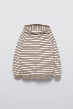 SWEATER MALHA CAPUZ RISCAS-ZARA Best Sale