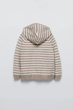 SWEATER MALHA CAPUZ RISCAS-ZARA Best Sale