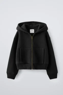 SWEATSHIRT CAPUZ FECHO DE CORRER-ZARA Sale