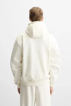 ZARA Vestuário De Inverno|Sweatshirts^SWEATSHIRT COM CAPUZ Branco-marfim