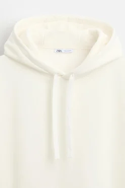 ZARA Vestuário De Inverno|Sweatshirts^SWEATSHIRT COM CAPUZ Branco-marfim