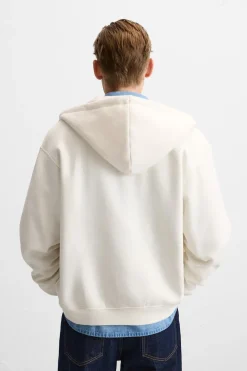 ZARA Vestuário De Inverno|Sweatshirts^SWEATSHIRT COM CAPUZ Branco-marfim