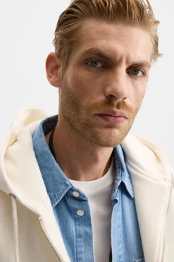 ZARA Vestuário De Inverno|Sweatshirts^SWEATSHIRT COM CAPUZ Branco-marfim