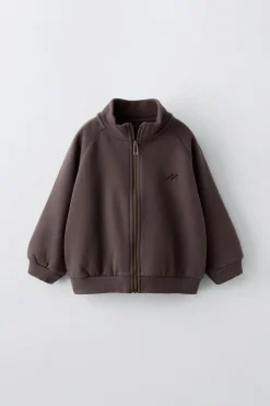 SWEATSHIRT COM FECHO DE CORRER E BORDADO-ZARA Best Sale