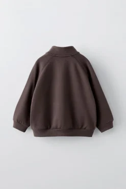 SWEATSHIRT COM FECHO DE CORRER E BORDADO-ZARA Best Sale