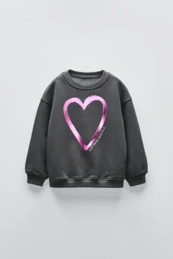 SWEATSHIRT CORAÇÃO COM BRILHO-ZARA Flash Sale