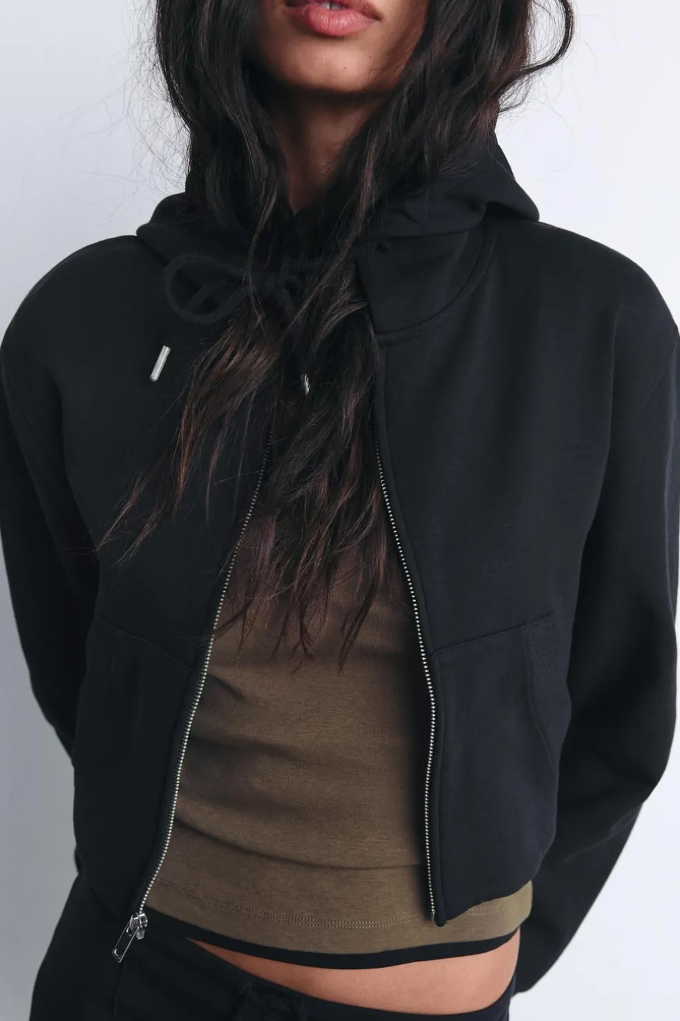 ZARA Winter Layersnew|Sweatshirts / Joggers^SWEATSHIRT CROPPED INTERLOCK Preto