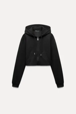 ZARA Winter Layersnew|Sweatshirts / Joggers^SWEATSHIRT CROPPED INTERLOCK Preto