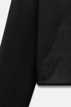 ZARA Winter Layersnew|Sweatshirts / Joggers^SWEATSHIRT CROPPED INTERLOCK Preto
