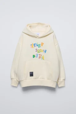 SWEATSHIRT DE CAPUZ COM MENSAGEM-ZARA Discount