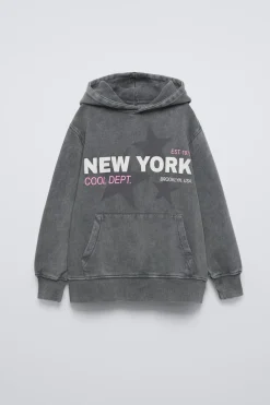 SWEATSHIRT DE CAPUZ COM MENSAGEM-ZARA Online
