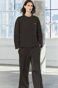 ZARA Winter Layersnew|Sweatshirts / Joggers^SWEATSHIRT DE FELPA COM ETIQUETA Castanho-escuro