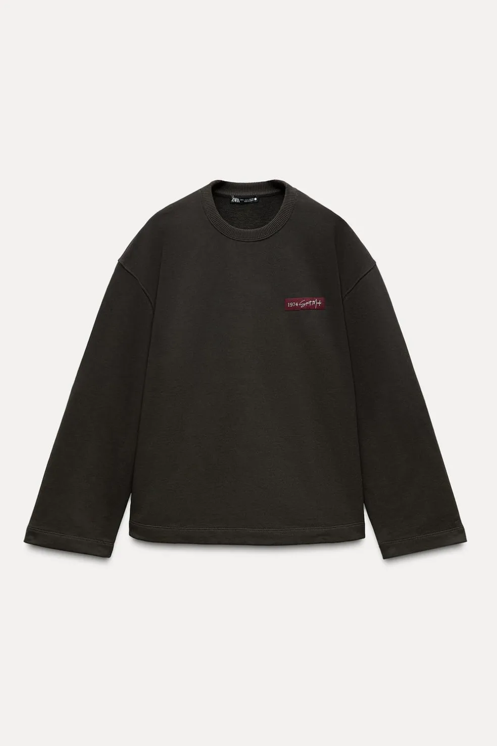 ZARA Winter Layersnew|Sweatshirts / Joggers^SWEATSHIRT DE FELPA COM ETIQUETA Castanho-escuro