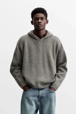 ZARA Camisola / Casacos|Sweatshirts^SWEATSHIRT DE MALHA COM LÃ Cinzento-vigoré