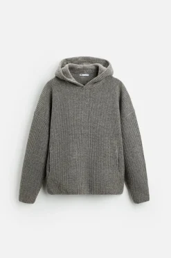 ZARA Camisola / Casacos|Sweatshirts^SWEATSHIRT DE MALHA COM LÃ Cinzento-vigoré