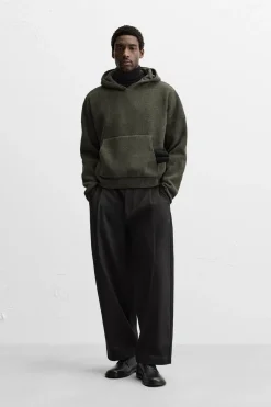 ZARA Camisola / Casacos|Sweatshirts^SWEATSHIRT DE MALHA COM TEXTURA ESTRUTURADA Caqui-escuro