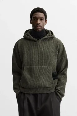 ZARA Camisola / Casacos|Sweatshirts^SWEATSHIRT DE MALHA COM TEXTURA ESTRUTURADA Caqui-escuro