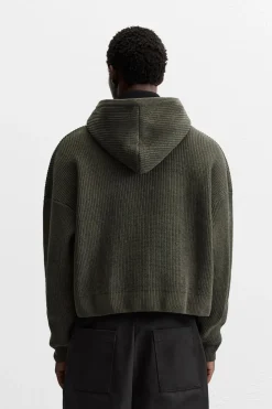 ZARA Camisola / Casacos|Sweatshirts^SWEATSHIRT DE MALHA COM TEXTURA ESTRUTURADA Caqui-escuro