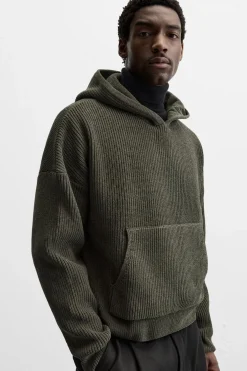 ZARA Camisola / Casacos|Sweatshirts^SWEATSHIRT DE MALHA COM TEXTURA ESTRUTURADA Caqui-escuro