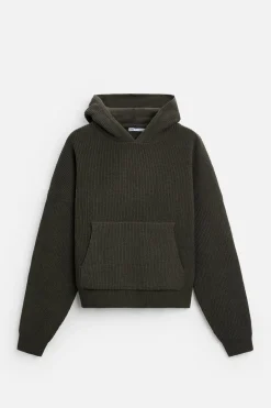 ZARA Camisola / Casacos|Sweatshirts^SWEATSHIRT DE MALHA COM TEXTURA ESTRUTURADA Caqui-escuro