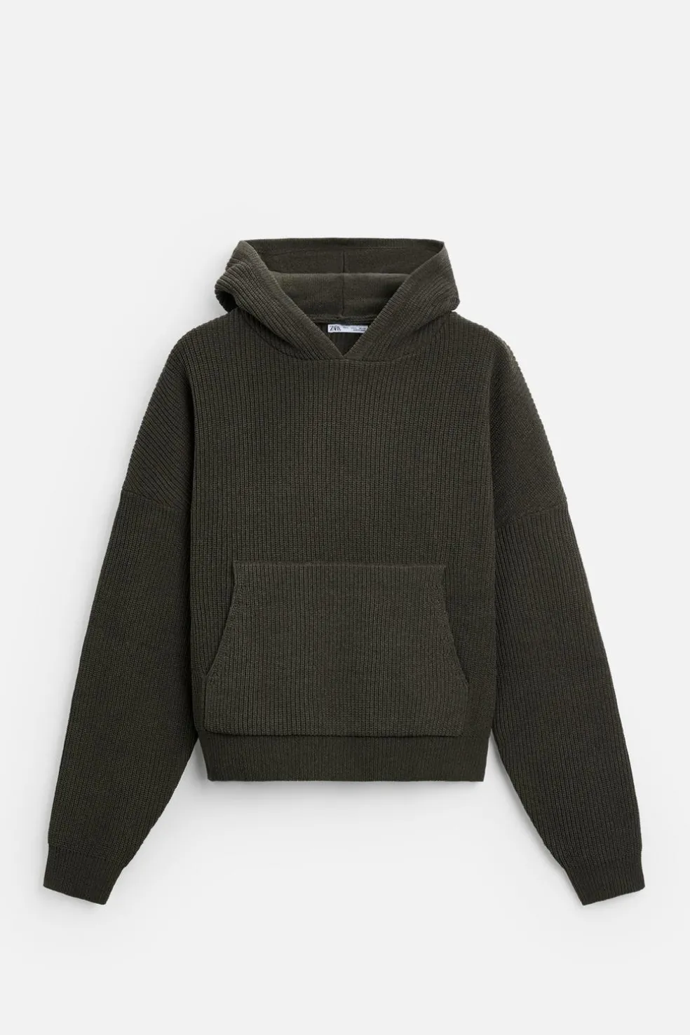 ZARA Camisola / Casacos|Sweatshirts^SWEATSHIRT DE MALHA COM TEXTURA ESTRUTURADA Caqui-escuro