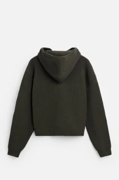 ZARA Camisola / Casacos|Sweatshirts^SWEATSHIRT DE MALHA COM TEXTURA ESTRUTURADA Caqui-escuro