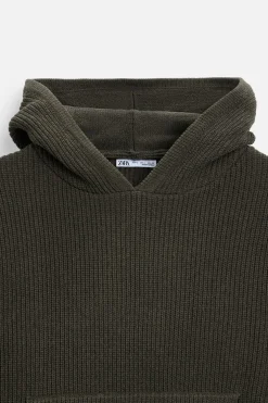 ZARA Camisola / Casacos|Sweatshirts^SWEATSHIRT DE MALHA COM TEXTURA ESTRUTURADA Caqui-escuro