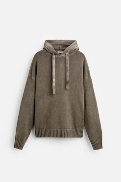 ZARA Camisola / Casacos|Sweatshirts^SWEATSHIRT DE MALHA LAVADA Chocolate