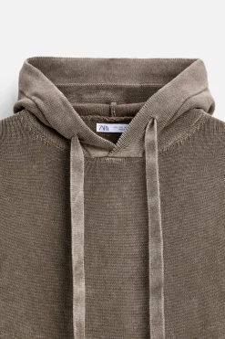 ZARA Camisola / Casacos|Sweatshirts^SWEATSHIRT DE MALHA LAVADA Chocolate