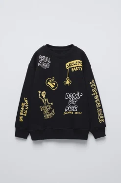 SWEATSHIRT ESTAMPADO CAVEIRA E ESQUELETO-ZARA Sale