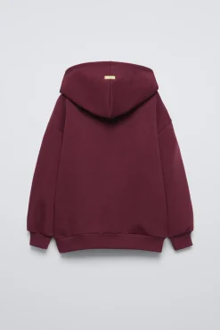 SWEATSHIRT FORRADA COM CAPUZ E TEXTO-ZARA Fashion