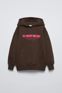 SWEATSHIRT FORRADA COM CAPUZ E MENSAGEM-ZARA Hot
