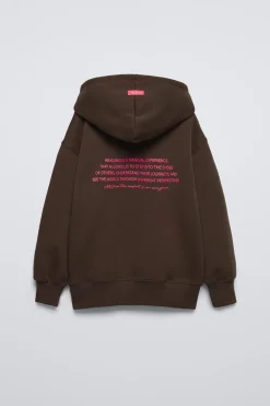 SWEATSHIRT FORRADA COM CAPUZ E MENSAGEM-ZARA Hot
