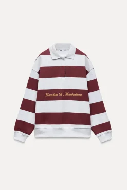 ZARA Winter Layersnew|Sweatshirts / Joggers^SWEATSHIRT GOLA DE POLO UNIVERSITÁRIA Borgonha